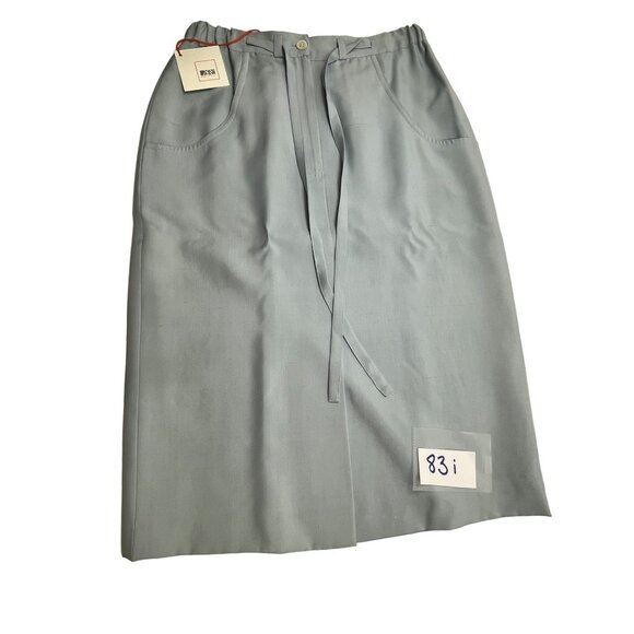 AW Medium Light Blue High-Waisted Midi Skirt With Pockets & Tie Belt 83i - Picture 9 of 9
